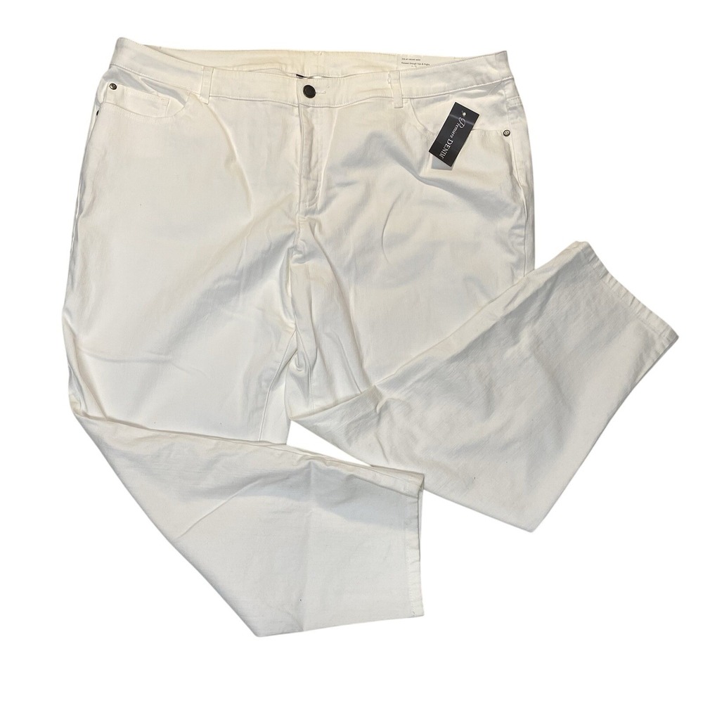 CJ Banks White Jeans Women 24W Curvy Ankle Stretch Denim‎ Plus Size NWT